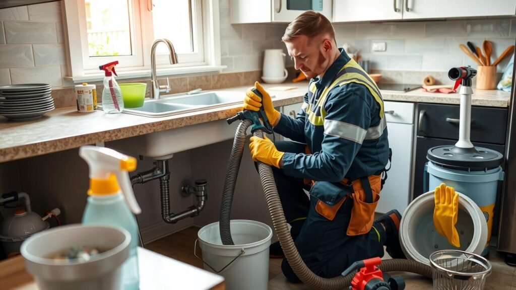 Cleaning of a clogged pipe